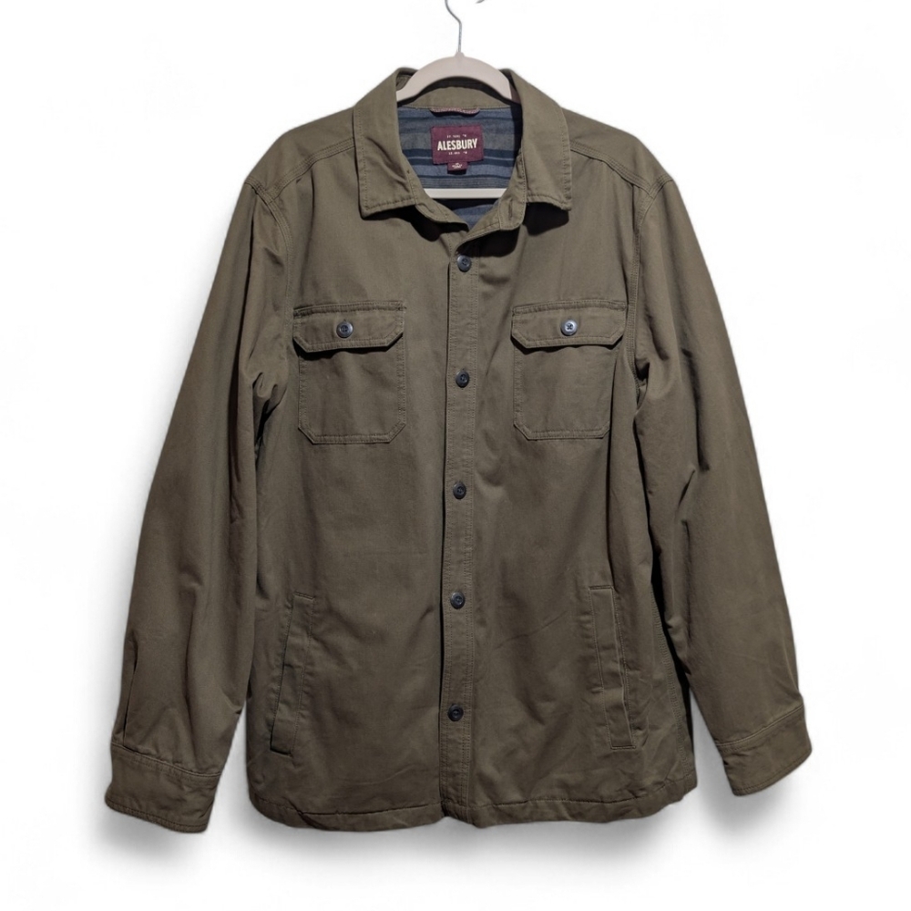 Alesbury Men's Olive Button Front Jacket Size XL Shacket Lined